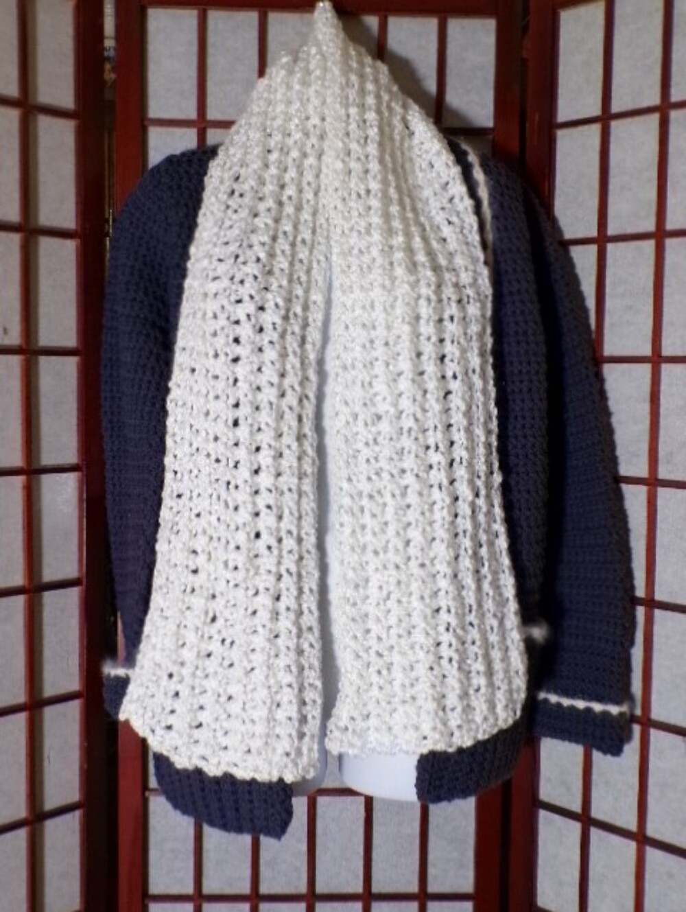 NWT Handmade White Terryspun Scarf